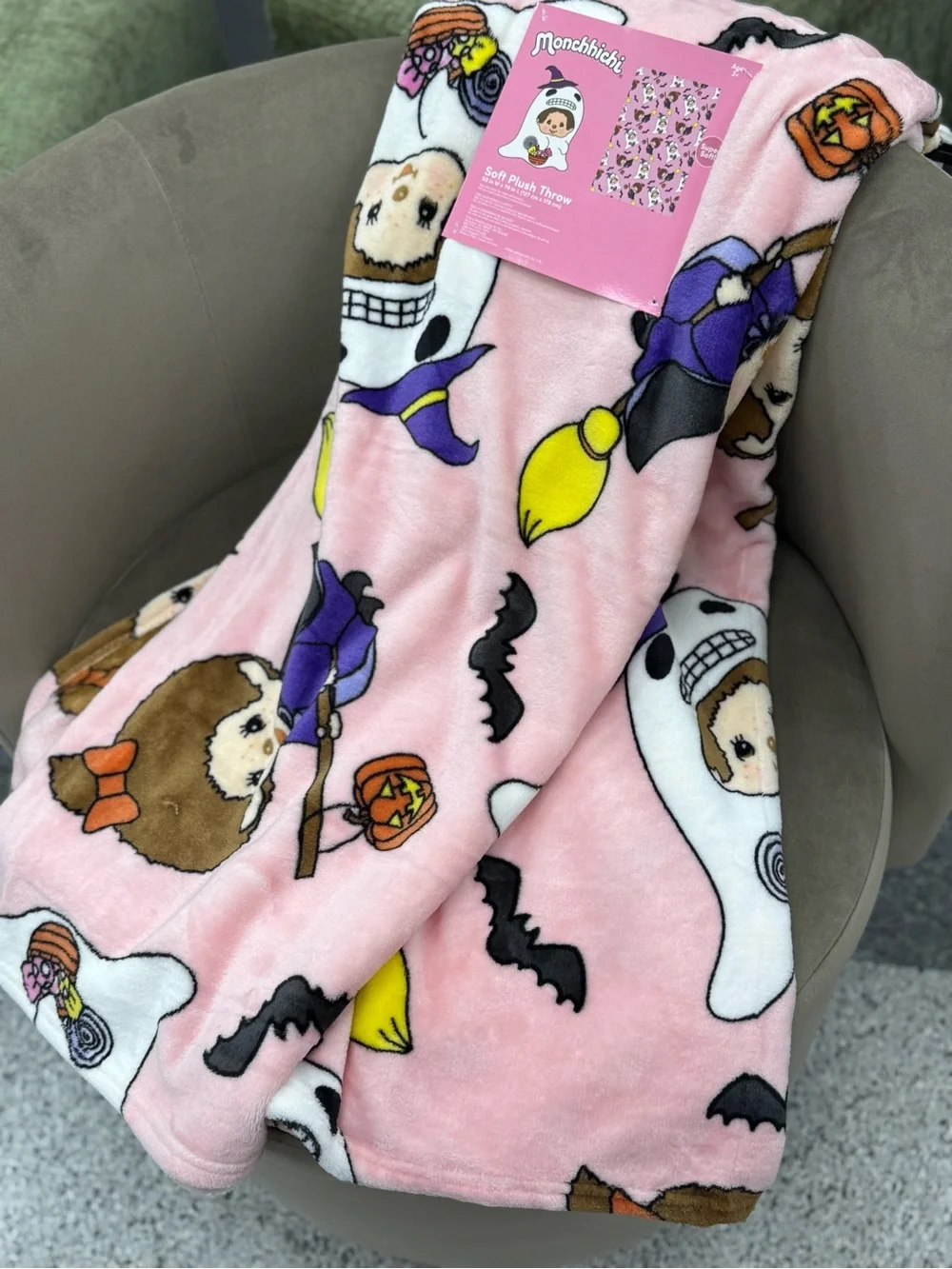 Monchhichi Pink Halloween Plush Throw Blanket